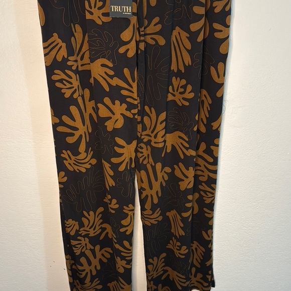 Truth Black and Orange Leaf Pattern Trousers - Picture 3 of 8
